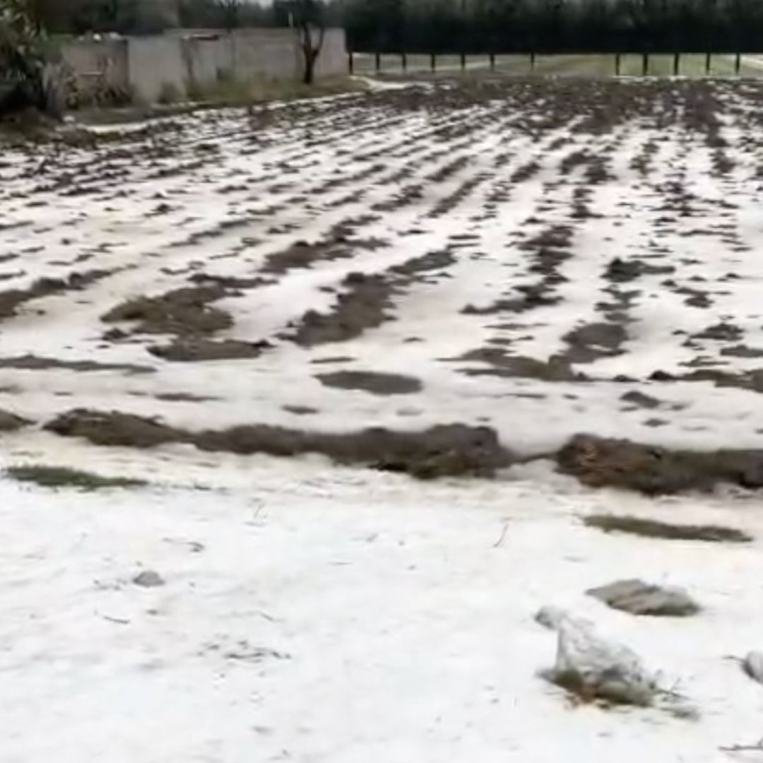 Lluvia Granizada en Terrenos de Cultivo y Calles de Tepeaca Acatzingo Puebla