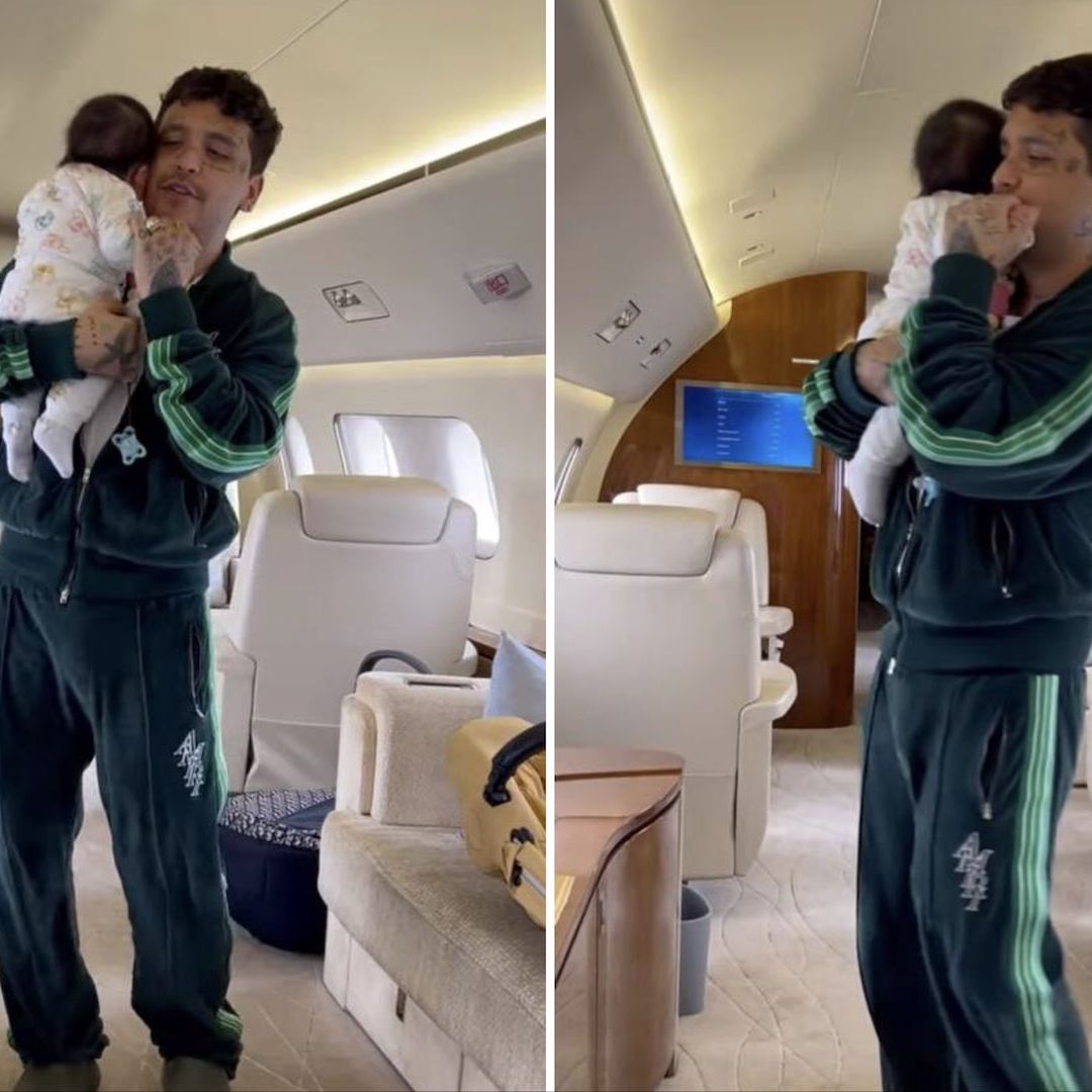 Christian Nodal bailando con su hija Inti