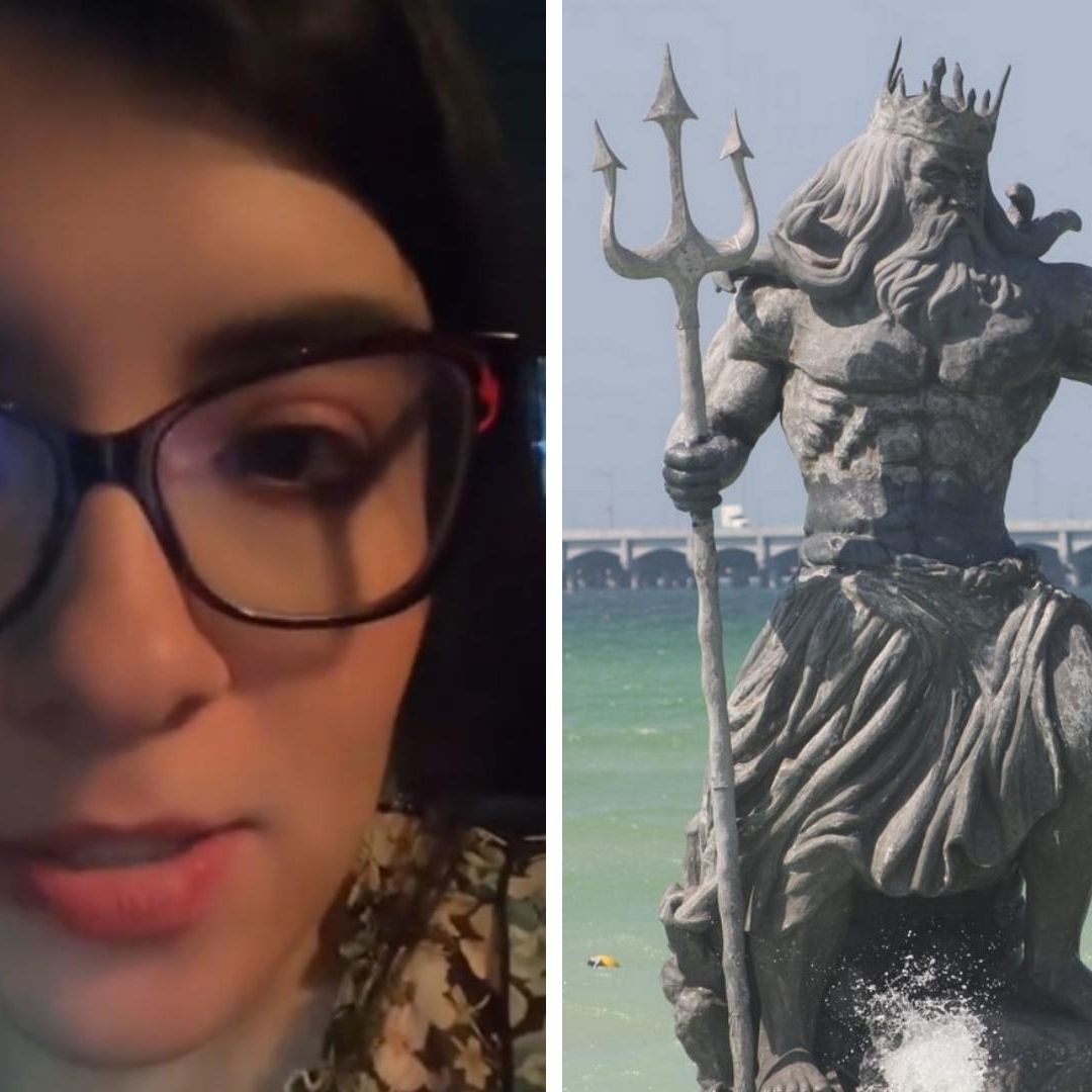Culpan a estatua de Poseidón por inundaciones en Yucatán