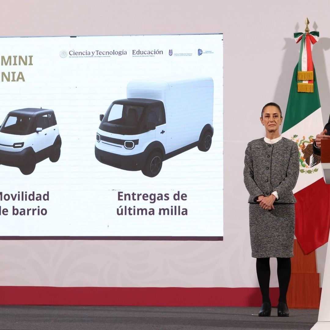 Presentación de Olinia, el auto eléctrico mexicano, en la conferencia mañanera de hoy 6 enero 2025
