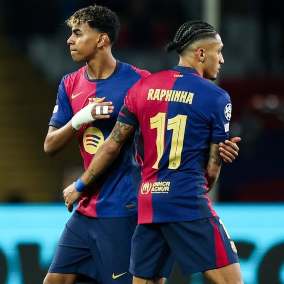 Raphinha y Lamine Yamal anotaron los goles con los que el Barcelona se impuso al Benfica en la Champions.