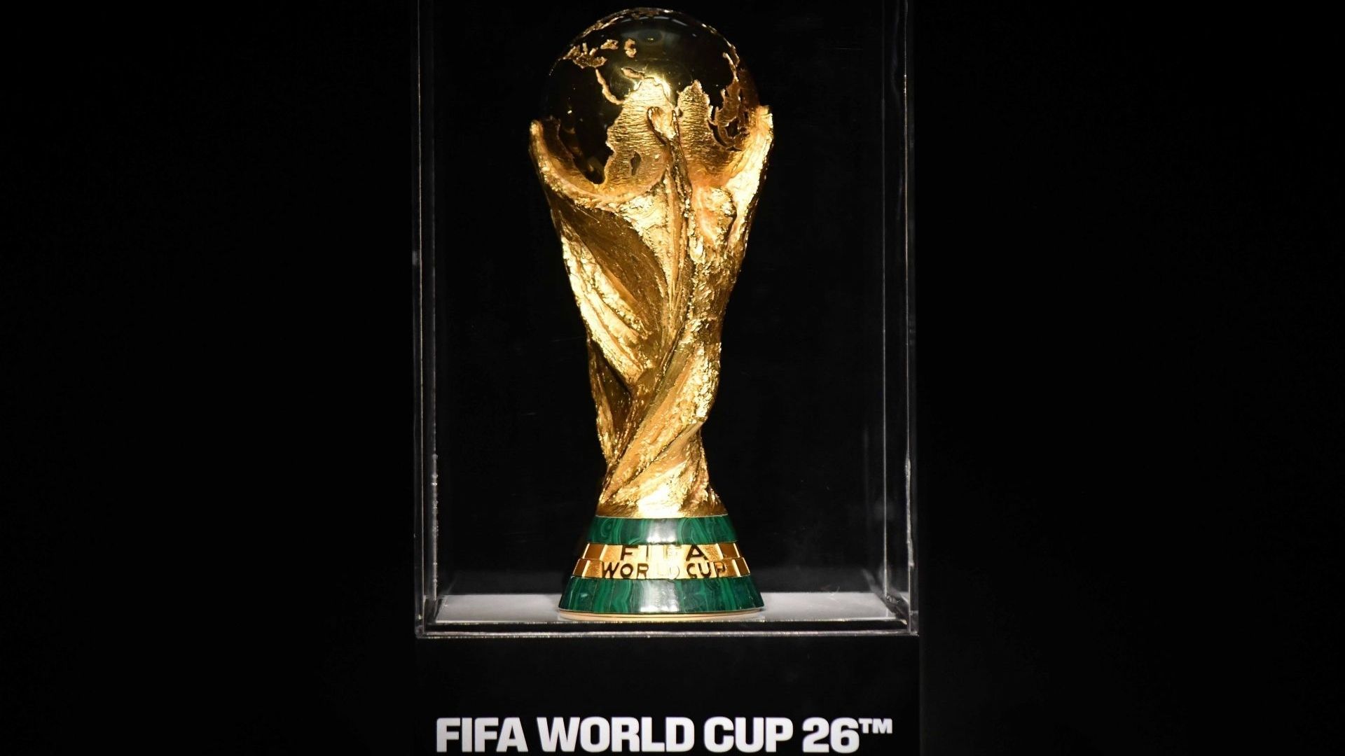 Copa del mundo dentro de una vitrina de exhibición