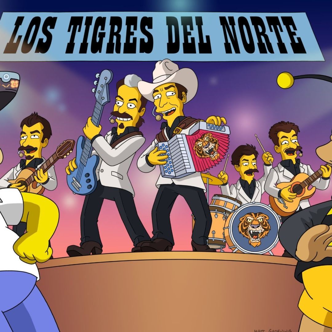 Los Tigres del Norte interpretan “El corrido de Pedro y Homero” desde el escenario.