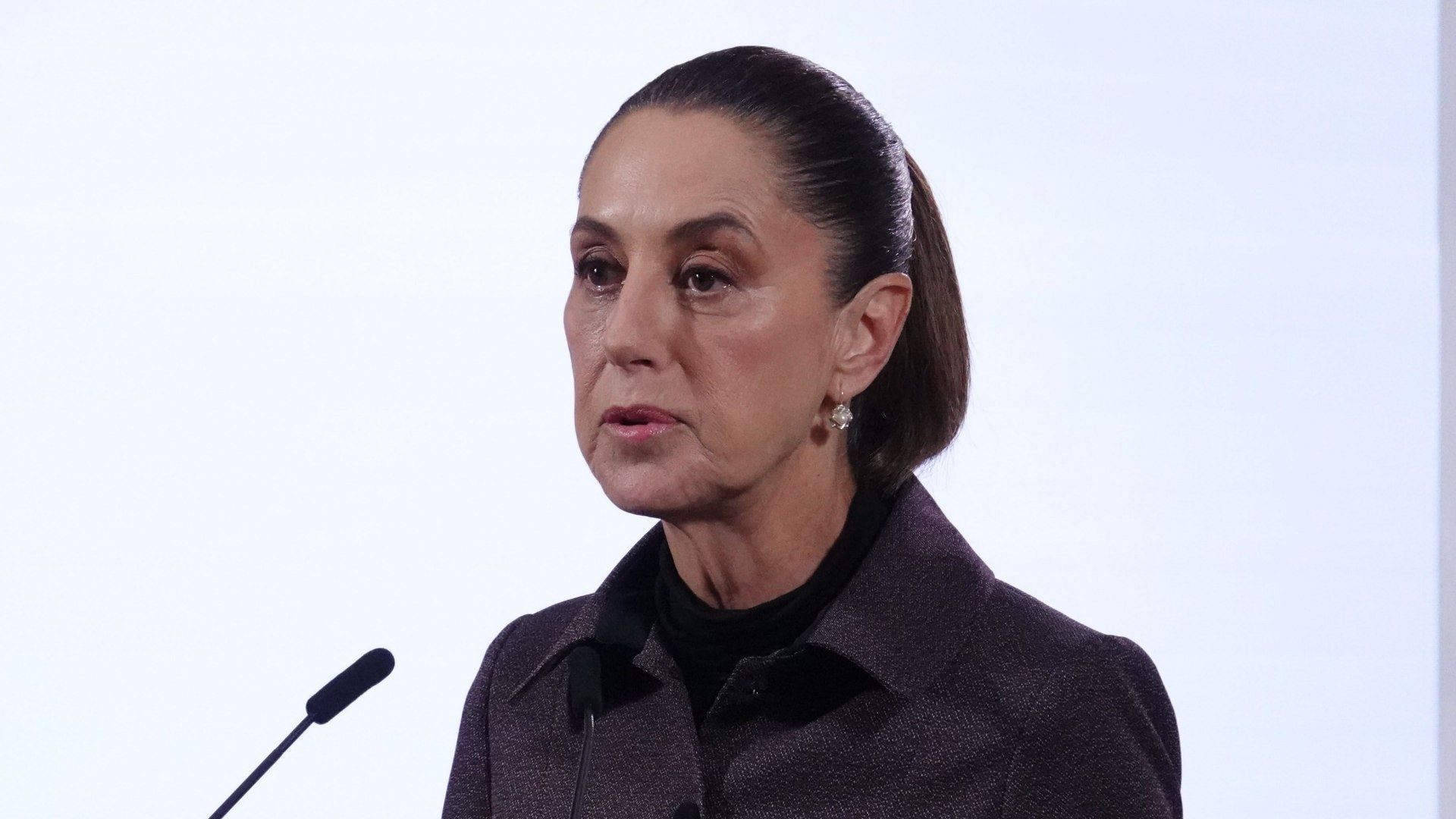 Claudia Sheinbaum en conferencia de prensa en Palacio Nacional.