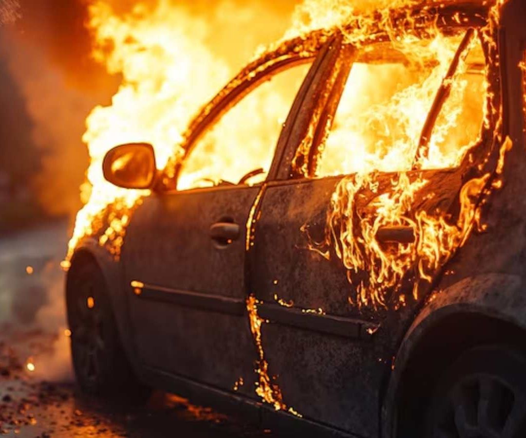 Auto se incendia tras chocar. Foto: Freepik