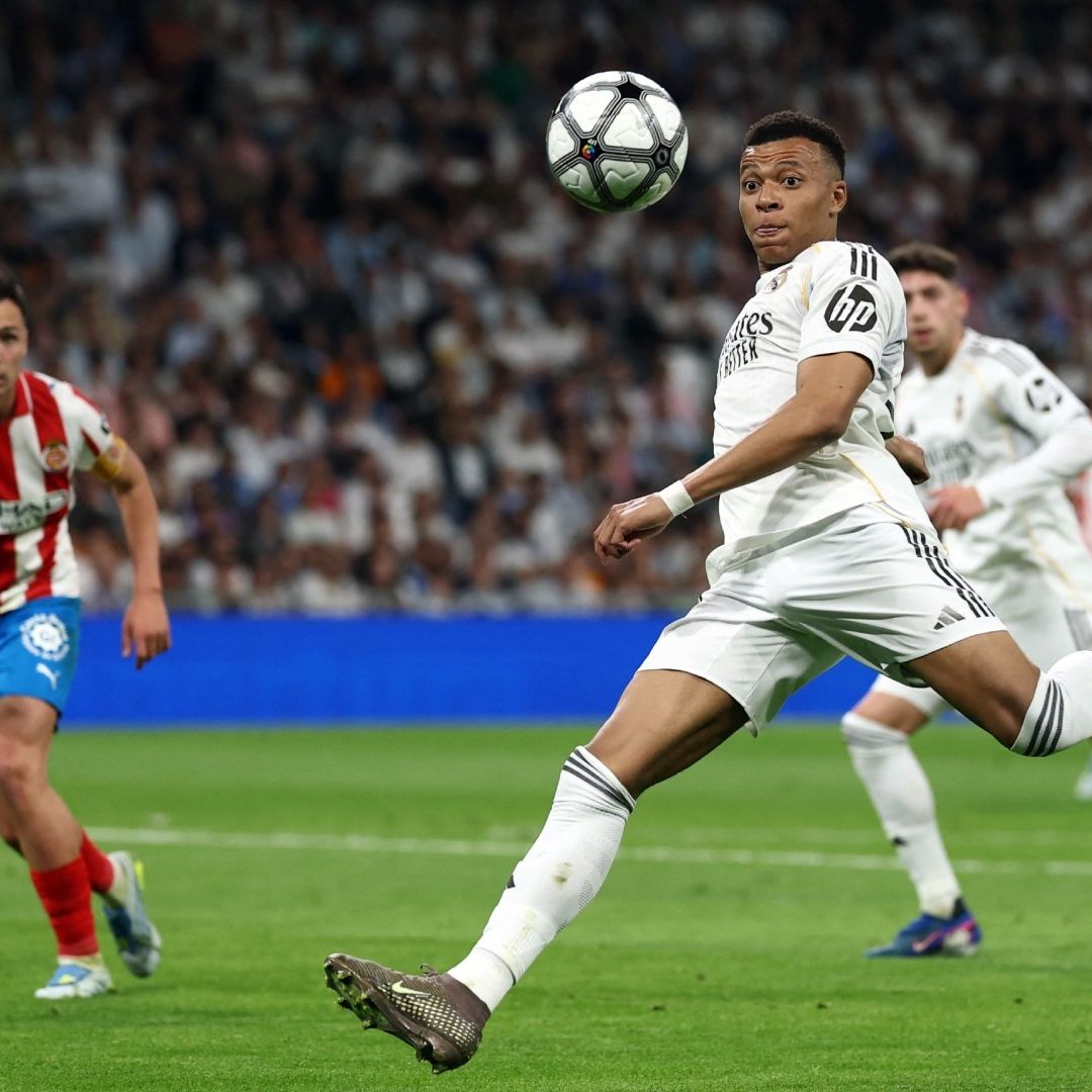 Kylian Mbappé encabezó el ataque del Real Madrid ante el Girona, en partido de la Liga española de futbol. Foto: Reuters