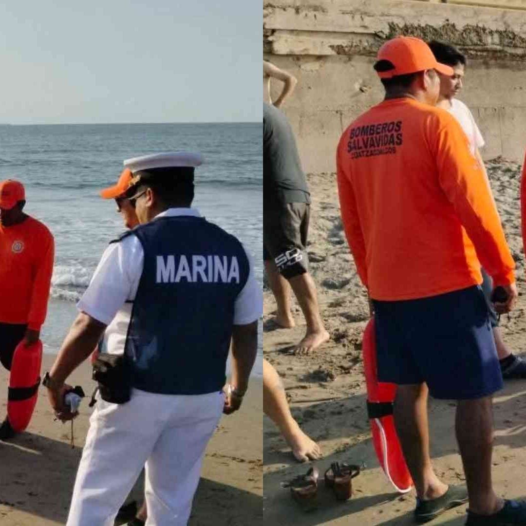 Rescatan a Dos Personas que No Lograban Salir del Mar Ahogados en Coatzacoalcos Veracruz