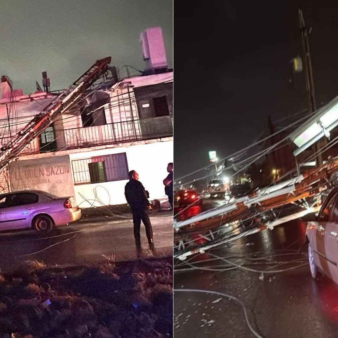 Antena de Comunicación Cayó Sobre Vehículo Tras Fuerte Viento en Reynosa, Tamaulipas