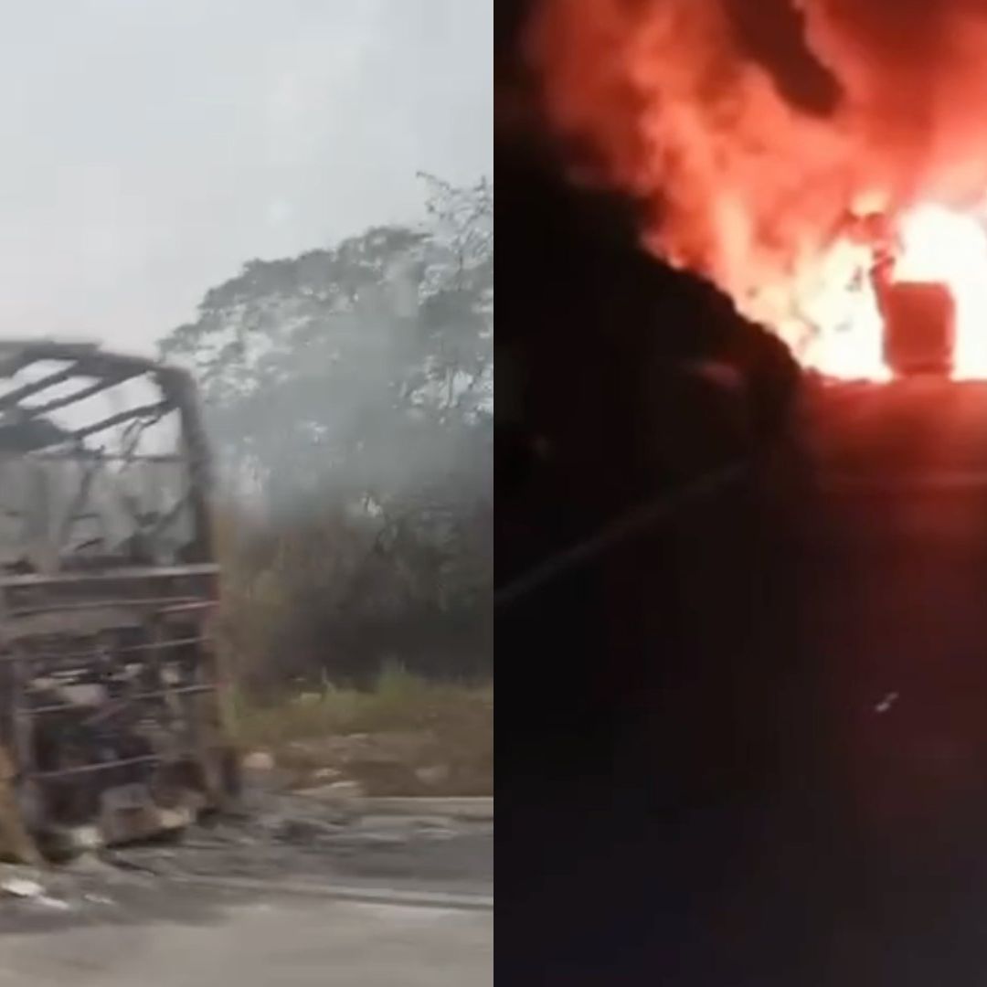 Se Incendia Autobús de Turismo en Autopista Veracruz Córdoba Pasajeros Huyeron