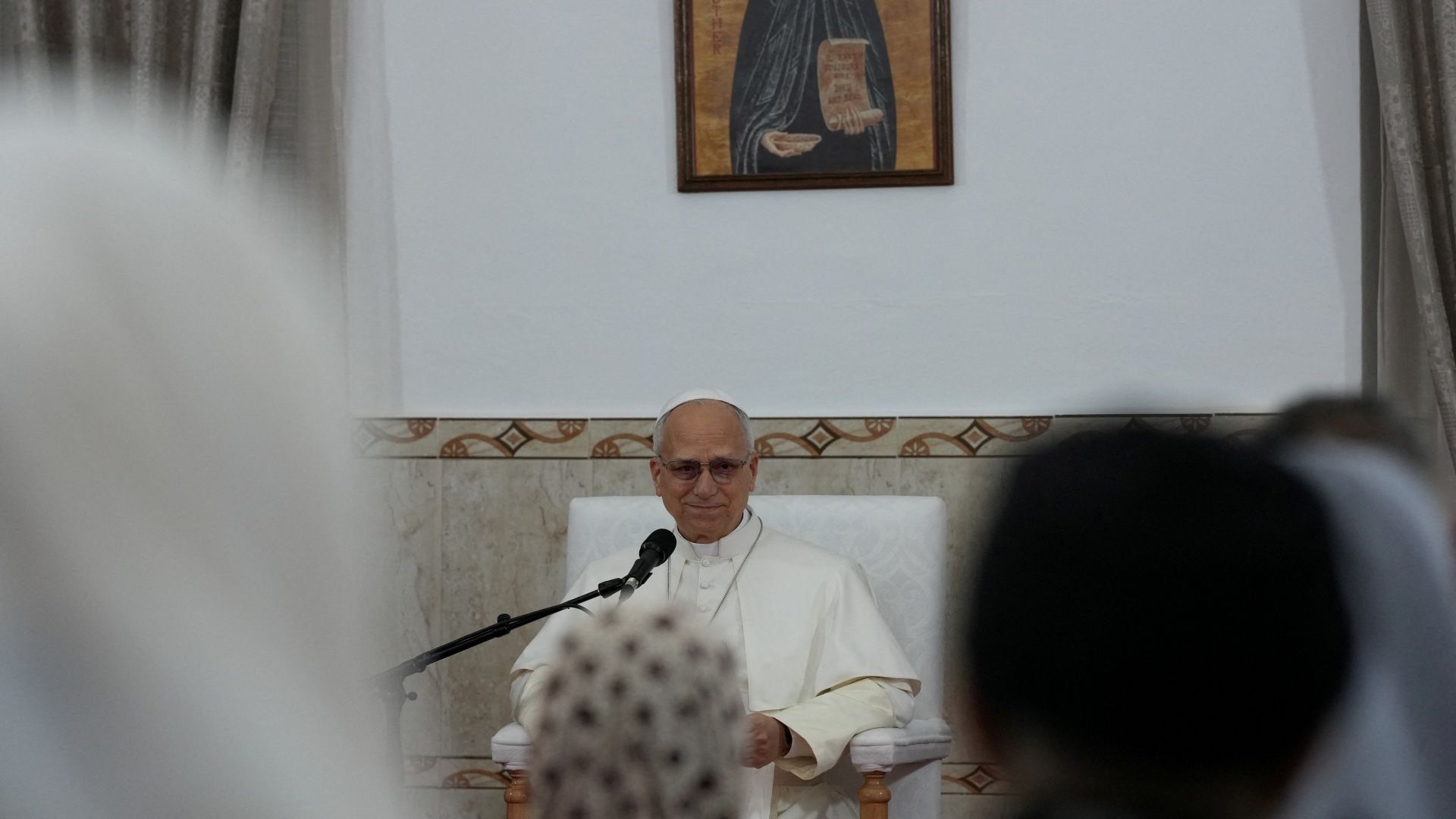 Papa León XIV en el centro para adultos mayores en Annaba, Argelia. Foto: Reuters