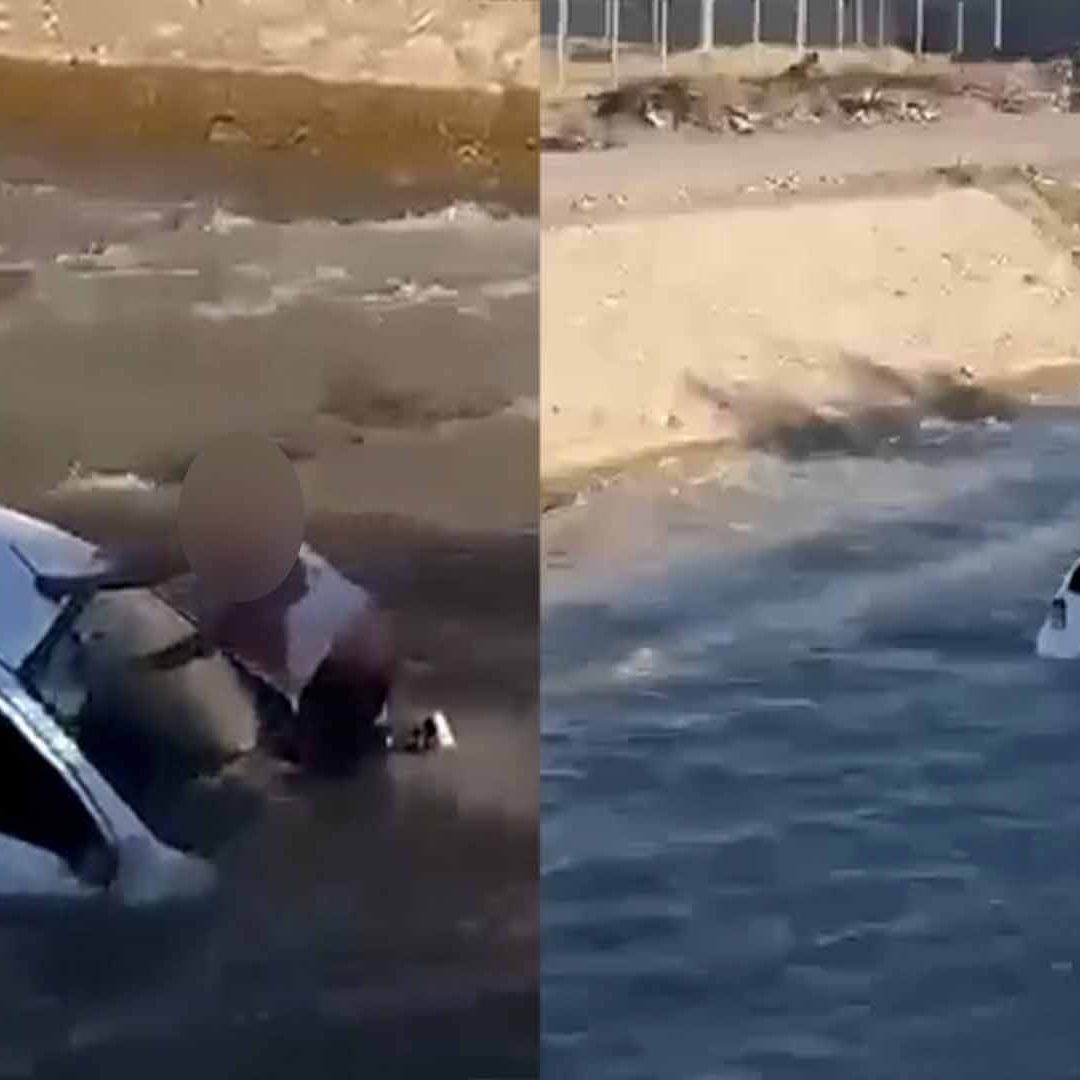 Conductor Cae a Canal de Riego al Evitar Arrollar a Ciclista en Gómez Palacio