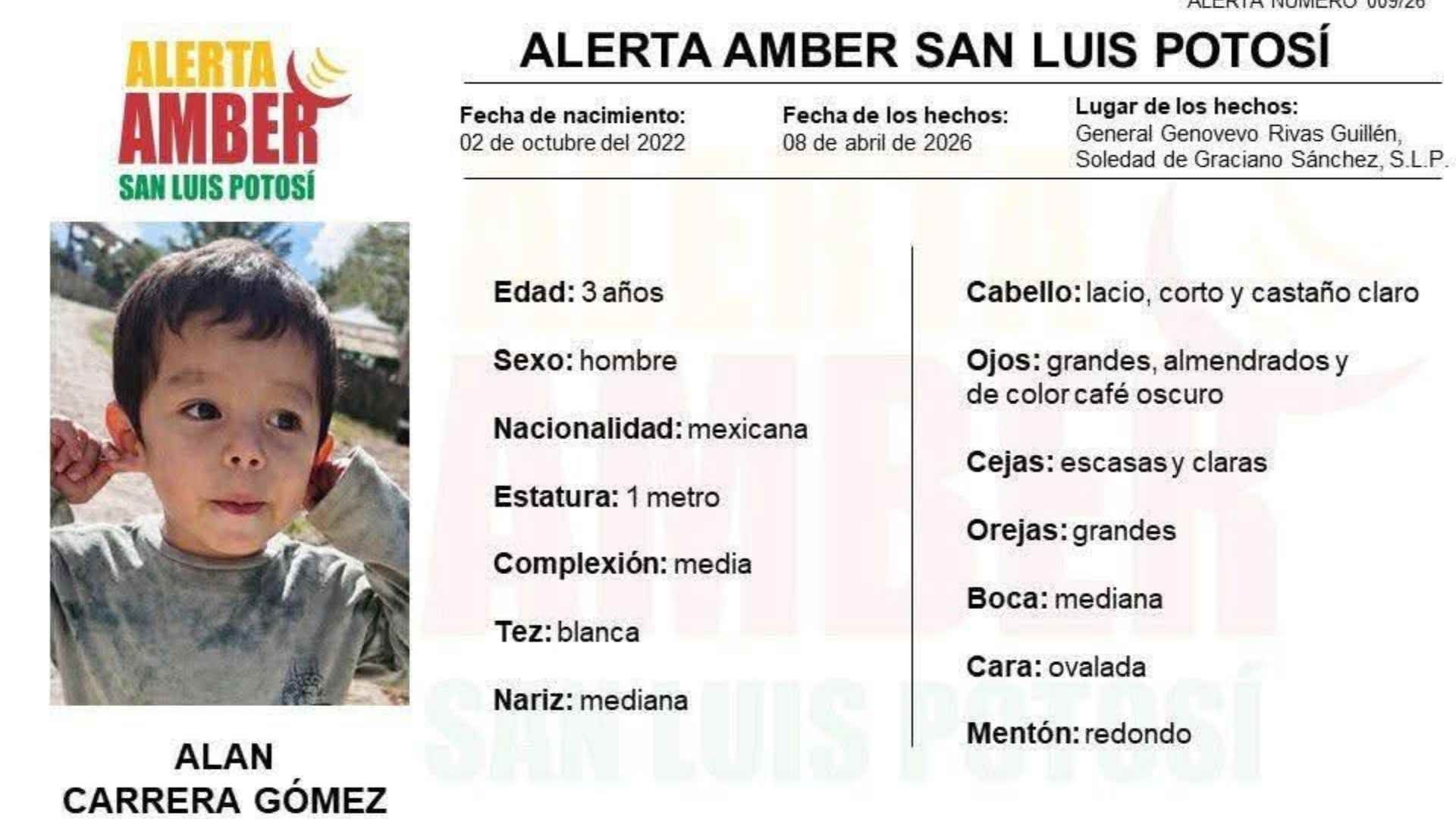 Buscan a Alan Carrera Gómez en SLP