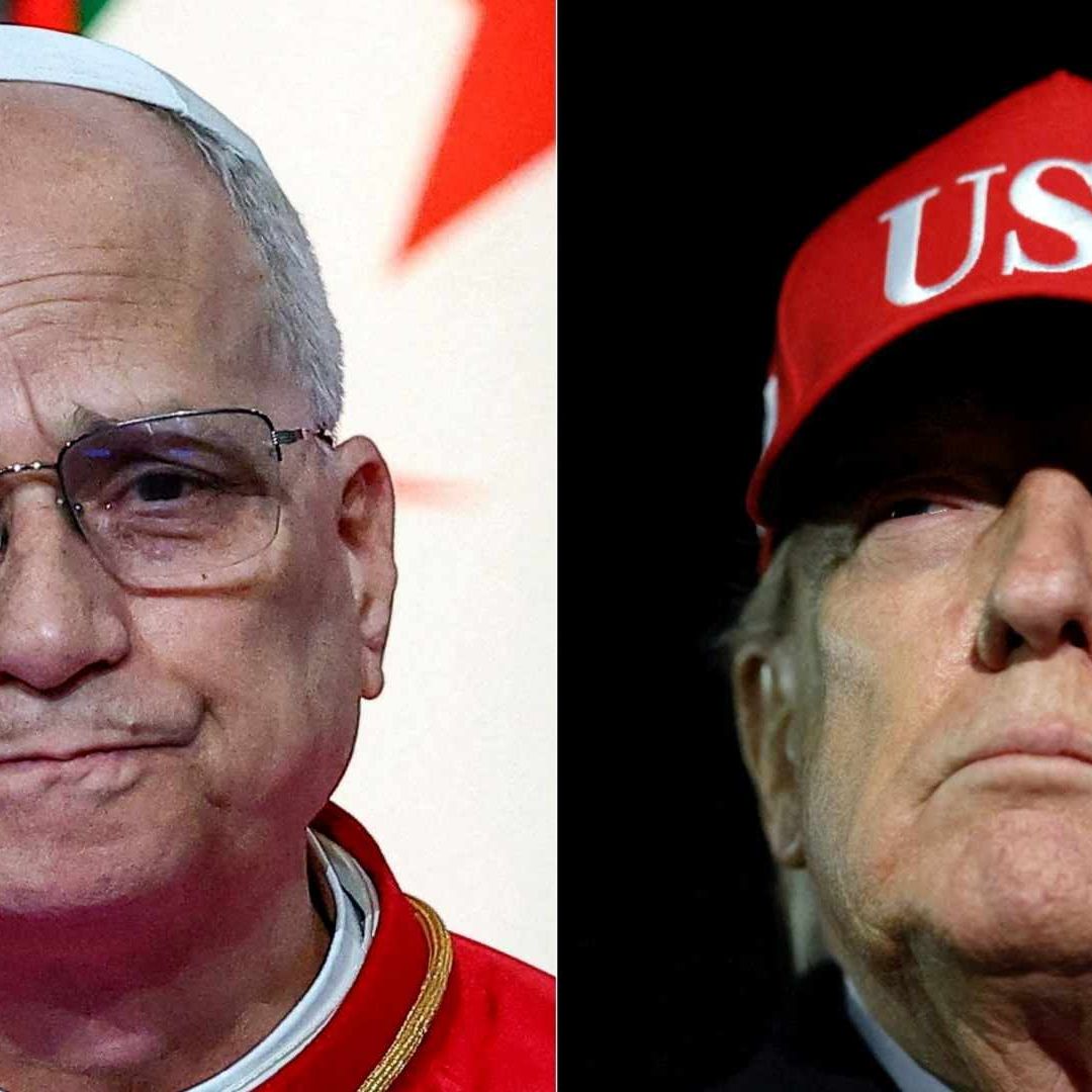 Papa León XIV en Argelia (izq) y Donald Trump en Maryland, EUA (der). Foto: Reuters