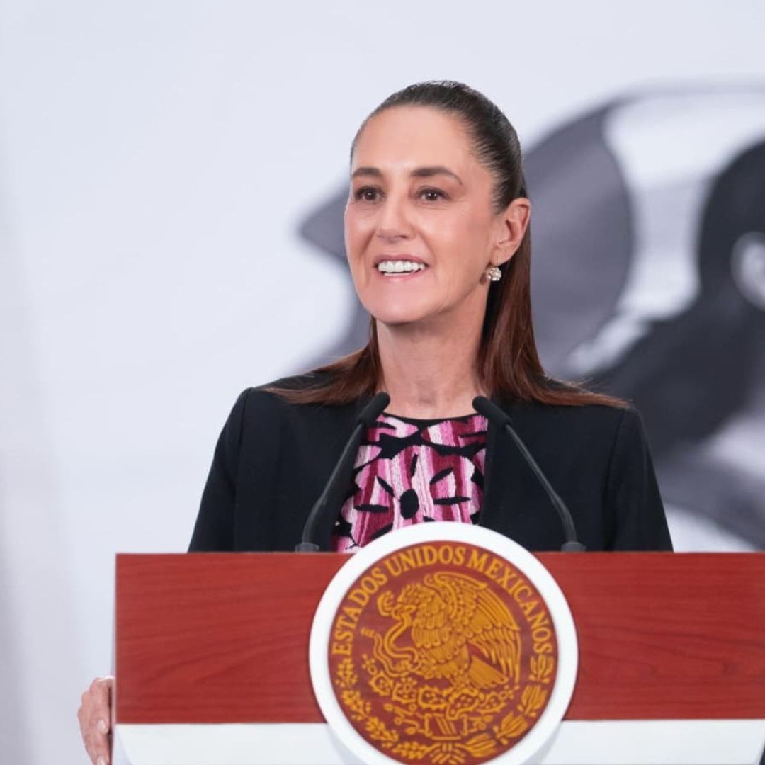 La presidenta Claudia Sheinbaum durante la mañanera de hoy, 13 de abril de 2026.
