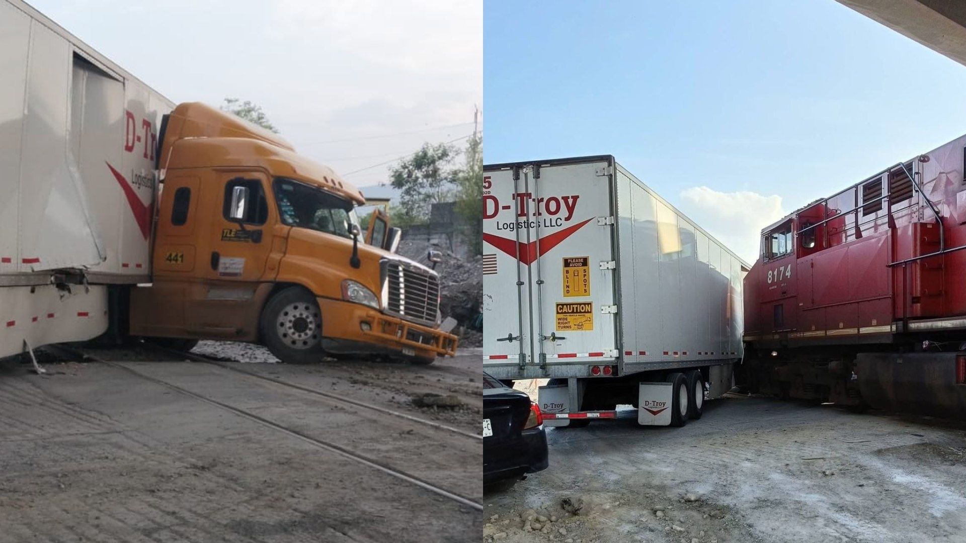Choque tren y tráiler