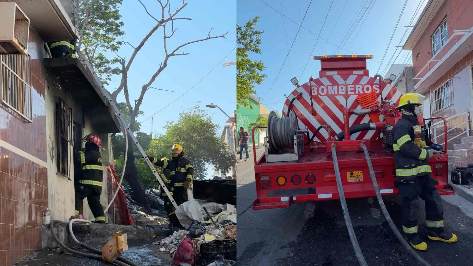 Personas Sufren Crisis Nerviosa Durante Incendio en Vivienda Calle Campero Colonia 21 de Abril Veracruz