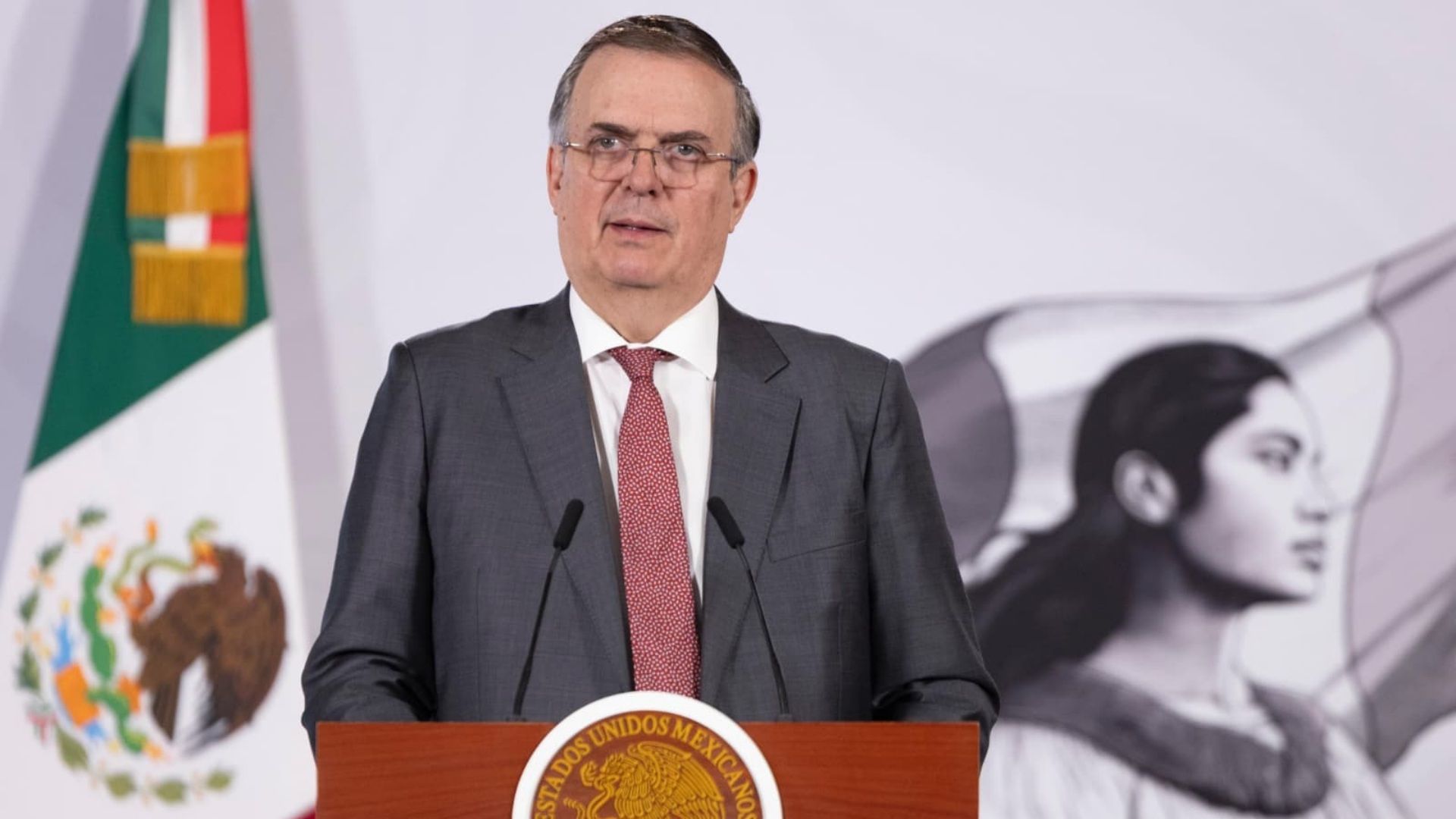 Marcelo Ebrard, secretario de Economia, en la conferencia mañanera del 16 de abril 2026