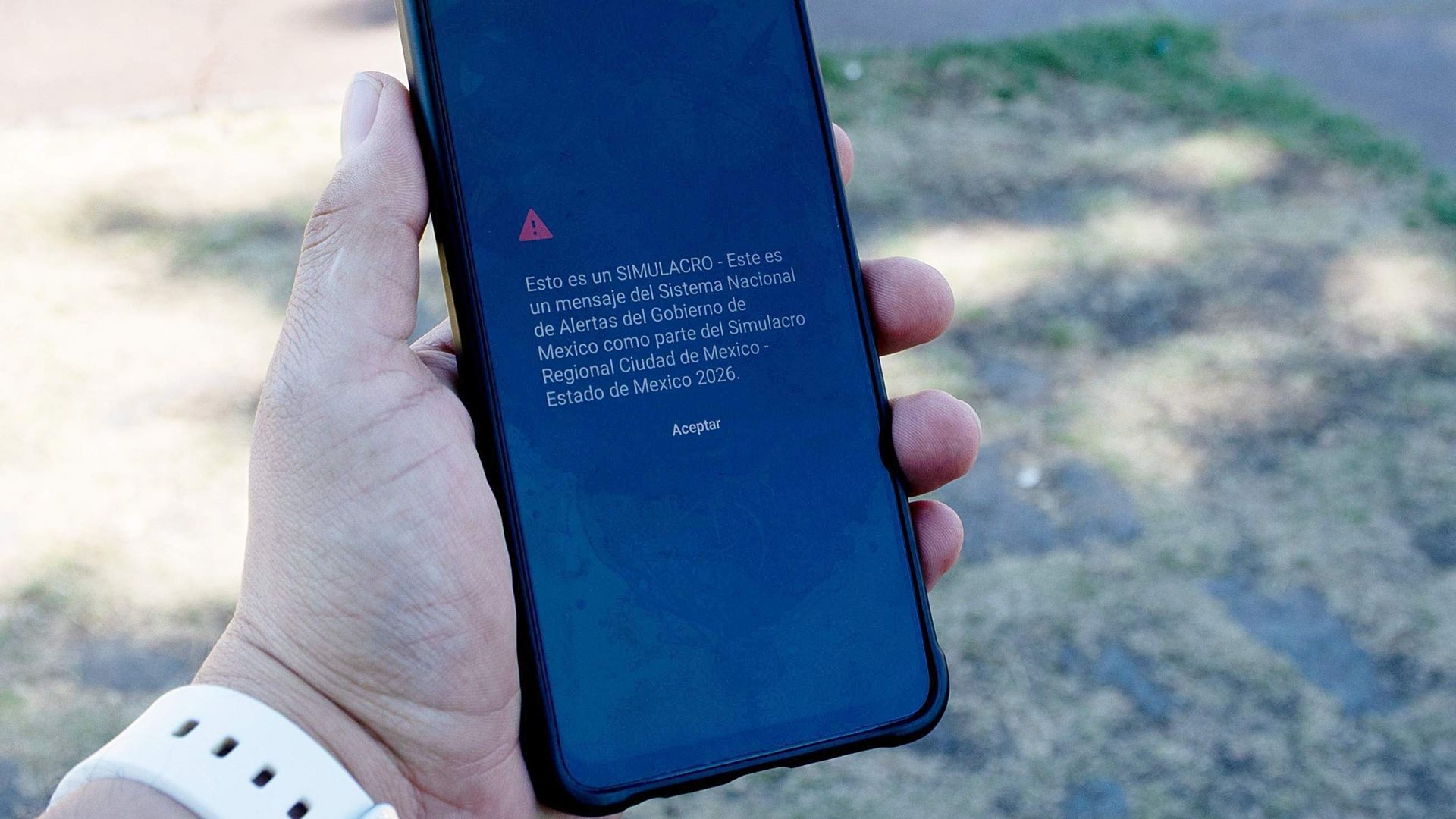 Alerta que llegó a teléfonos móviles durante el simulacro regional en CDMX en febrero 2026. Foto: Cuartoscuro