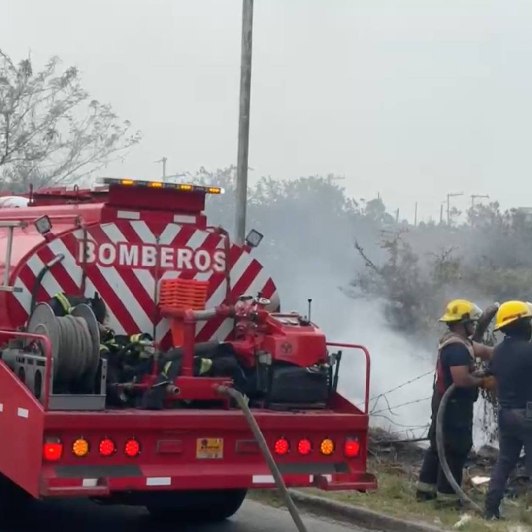 Incendio de Pastizal Causa Afectación Vial en Fraccionamiento Geo Villas del Puerto Casas Díaz El Coyol de Veracruz
