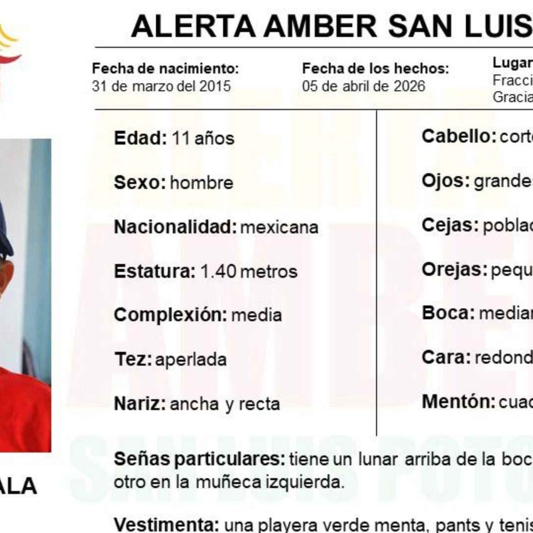 Desaparece Menor en SLP; Activan Alerta Amber