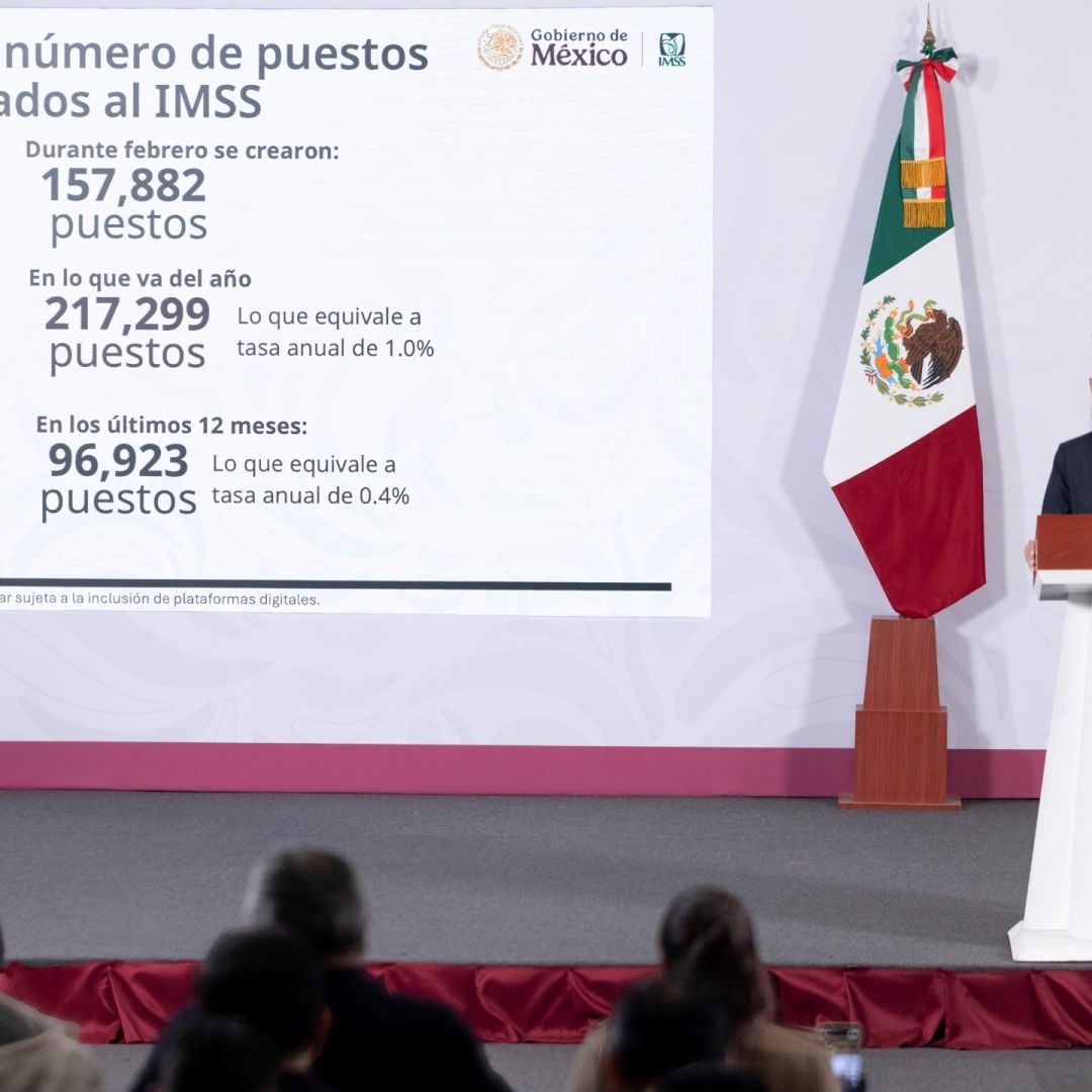 Claudia Sheinbaum en conferencia de prensa en Palacio Nacional