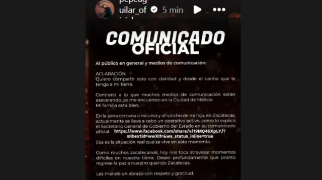 Comunicado de Pepe Aguilar