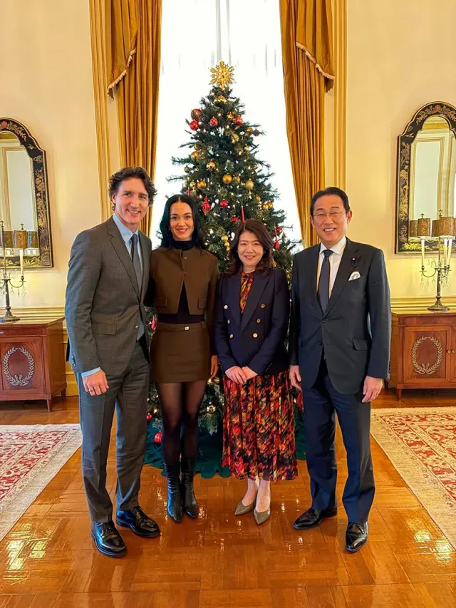 Justin Trudeau, Katy Perry, Fumio Kishida y su esposa, Yuko.