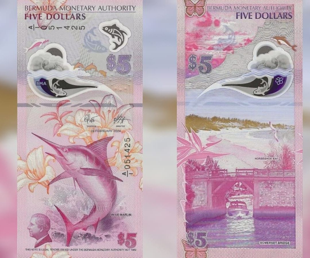 El billete de 5 dólares de Bermudas