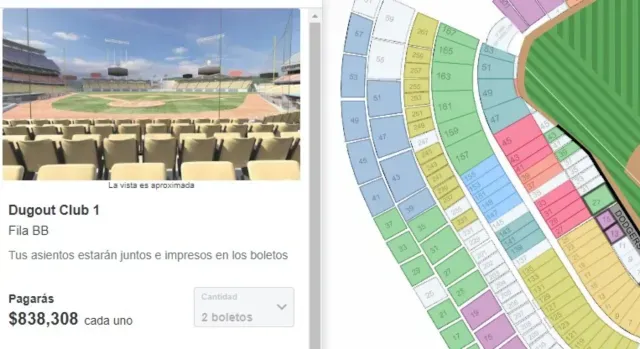 Más de 800 mil pesos un boleto atrás de 'home' para el juego 1 en Dodger Stadium. Foto StubHub