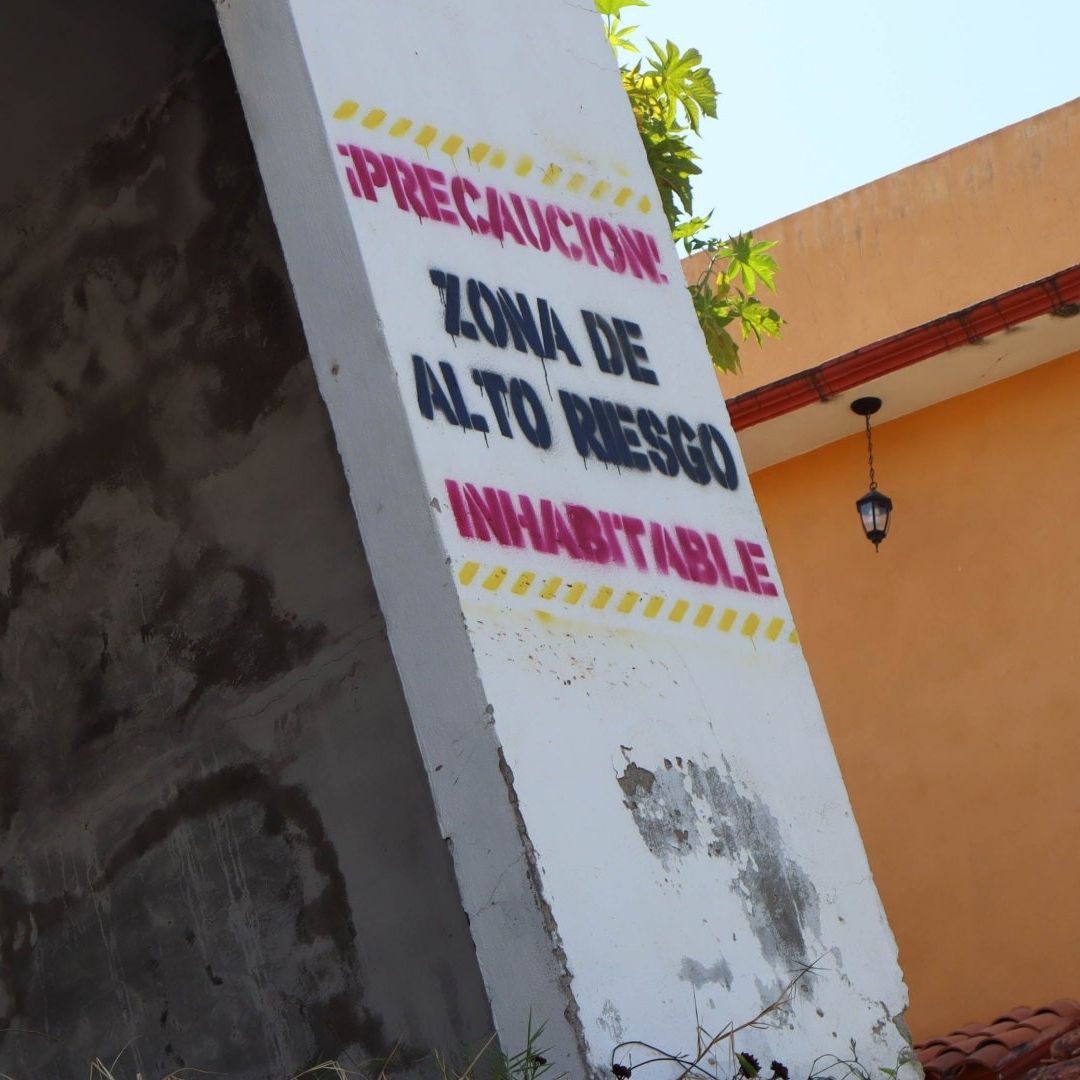 Viviendas con afectaciones por desplazamiento lento del suelo en Guerrero, en febrero 2025. Foto: Cuartoscuro | Archivo