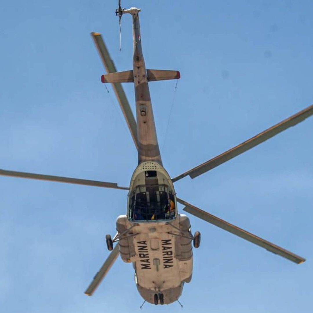 Helicóptero MI-17 de la Marina durante labores en San Luis Potosí en abril 2025. Foto: Cuartoscuro | Archivo