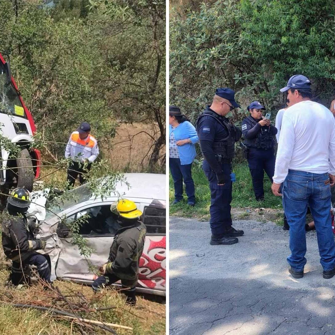 Autobús de Pasajeros Termina en Barranco tras Fuerte Choque en Lerma, Edomex; Hay Heridos