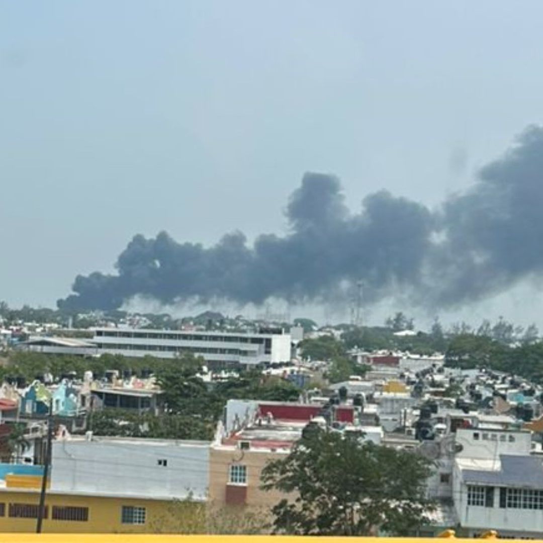 incendio de tiradero clandestino en la zona norte de Veracruz.