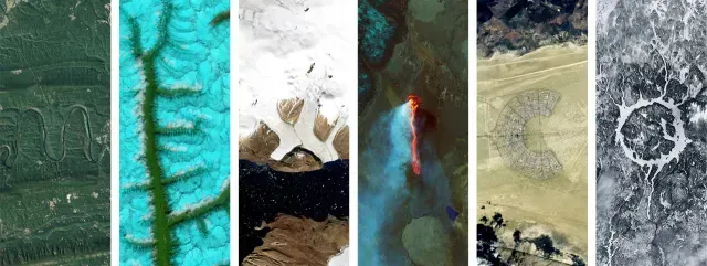 El nombre de México escrito con paisajes satelitales de la NASA