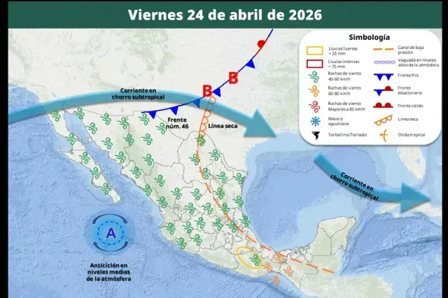Frente frío 46 en México. Foto: Servicio Metereológico Nacional