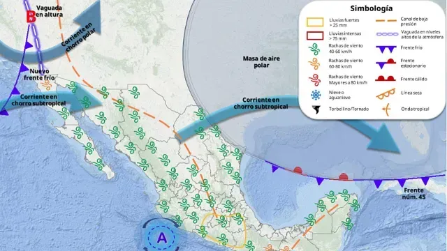 Pronóstico de ingreso del frente frío 46 el 21 de abril y salida de la masa de aire polar previa. Foto: SMN