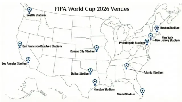 Estos son los lugares donde se ubicarán los partidos de la Copa Mundial de la FIFA 2026. Foto: faa.gov