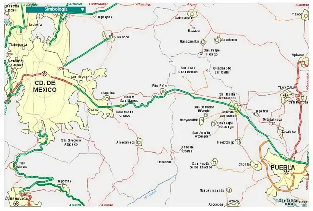 Ruta de la autopista México-Puebla. Foto: SICT