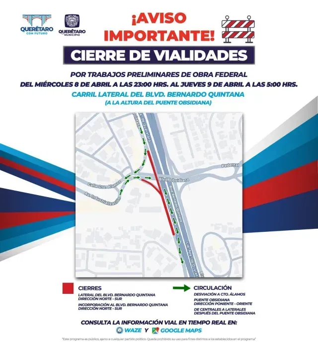 Cierres Viales en Querétaro por Obras del Tren
