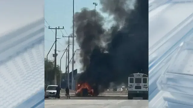 Transporte de Personal se Incendia en Nuevo Laredo