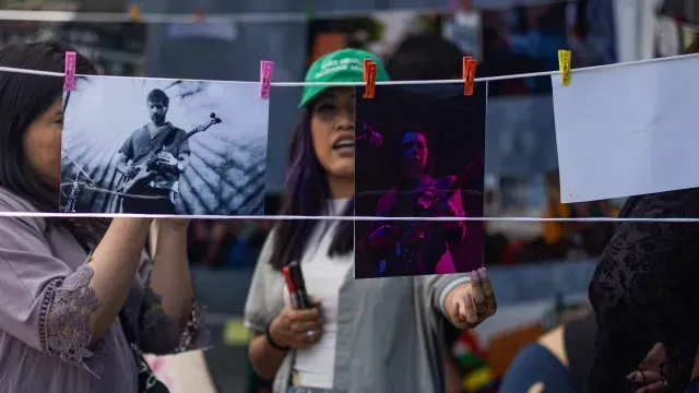 Diana Rojas durante una protesta para visibilizar el trabajo de fotógrafos y periodistas: Foto: N+