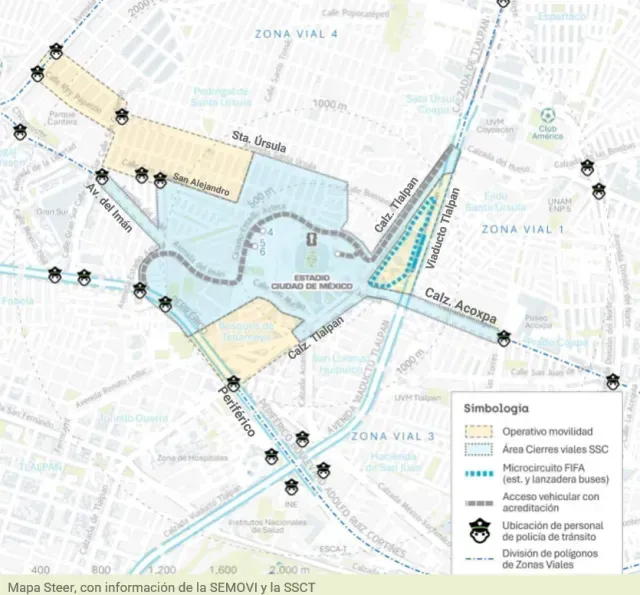 Restricciones viales en CDMX por partido México Vs Portugal. Foto: SEMOVI