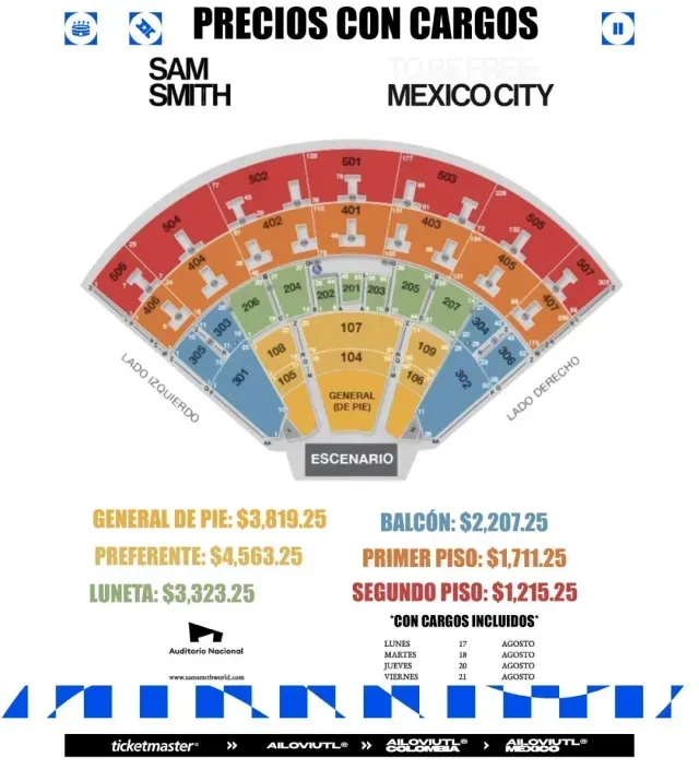 Sam Smith Auditorio Nacional Mapa