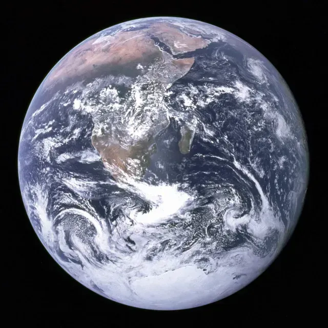La canica azul, fotografía de la Tierra tomada en 1972