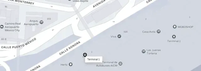 Zona para abordar taxi de aplicación en la Terminal 1 del AICM. Foto: Uber