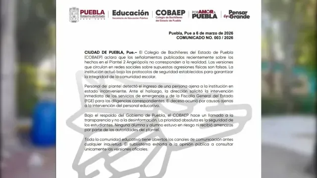 Aclara Colegio de Bachilleres la causa de muerte de un hombre en las instalaciones. Foto: COBAEP