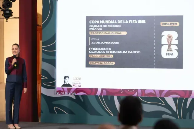 La presidenta Sheinbaum anuncia las bases para regalar su boleto para el Mundial 2026. Foto. Presidencia de México