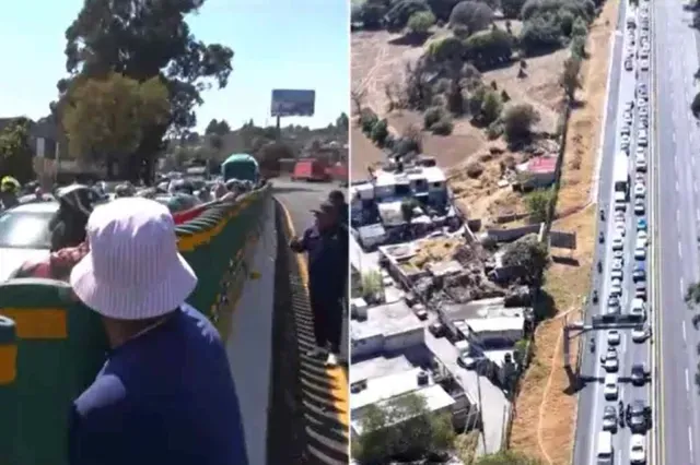 Bloqueo en la México-Cuernavaca. Foto: N+