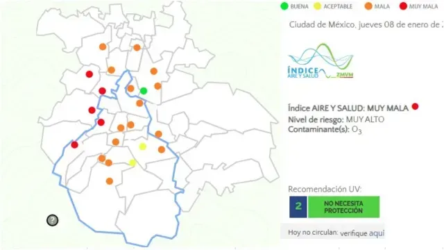 Calidad del Aire Hoy en CDMX y Edomex. Foto: Sistema de Calidad de Aire