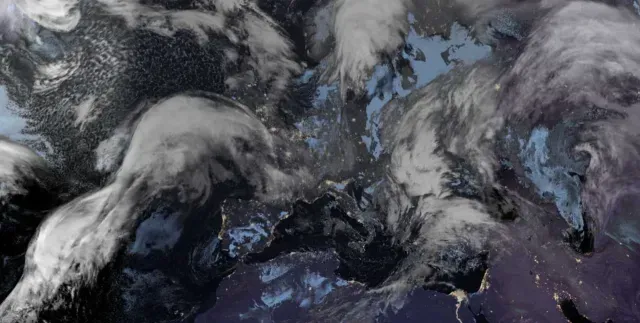 Vista satelital de Europa, que será golpeada por la borrasca Goretti